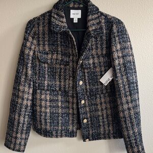 Nine West Women's Plaid Tweed Blazer